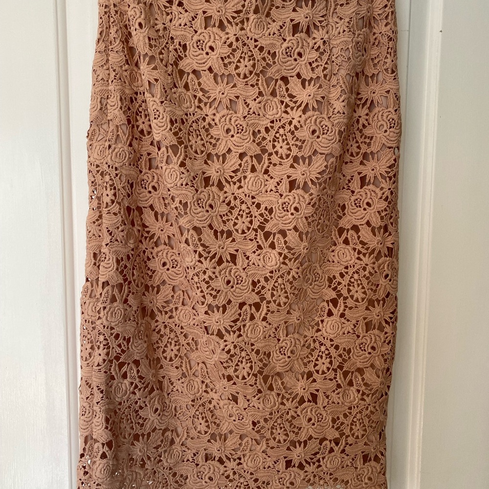 H&M Floral Lace Pencil Skirt in Blush